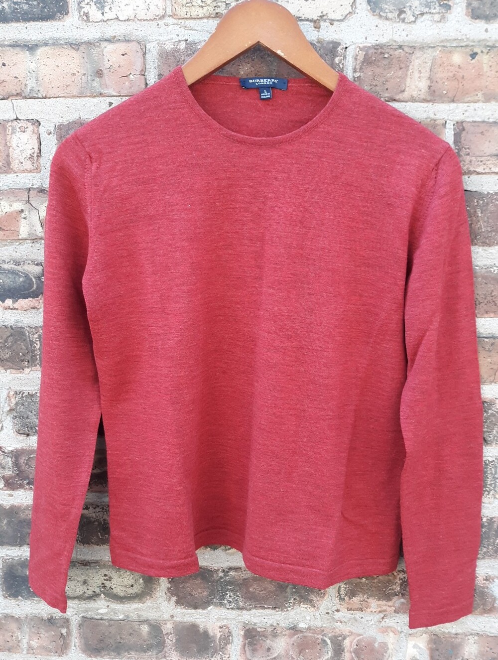 Burberry London Red 100% Wool Sweater LG